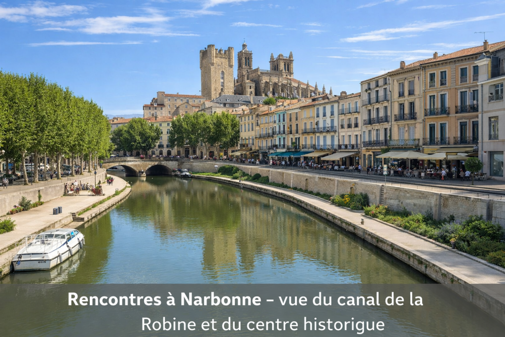 Rencontres à Narbonne (11)– vue du canal de la Robine et du centre historique